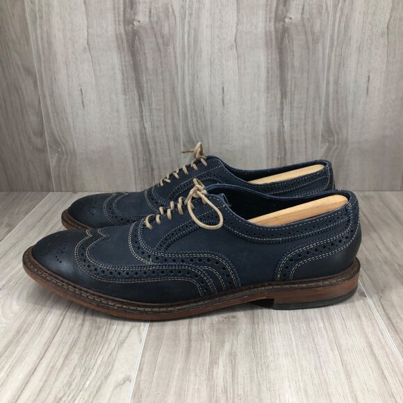 Allen Edmonds Dress Shoes Mens 9.5D Neumok Blue Leather Wingtip Derby Oxfords - Picture 2 of 11